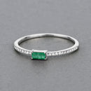 0.18 Carat Genuine Zambian Emerald and White Diamond 14K White Gold Ring-4