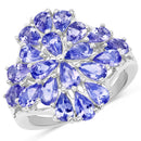 4.20 Carat Genuine Tanzanite .925 Sterling Silver Ring-1