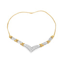 10K Yellow and White Gold 1.0 Cttw Round and Princess cut Diamond "V" Shape Statement Necklace (I-J Color, I1-I2 Clarity)-1