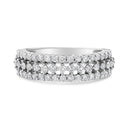 14K White Gold 1.0 Cttw Prong Set Round Diamond Split Shank Three Row Band Ring (H-I Color, I2-I3 Clarity) - Size 6-2