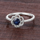0.78 Carat Genuine Blue Sapphire and White Diamond 14K White Gold Ring-4