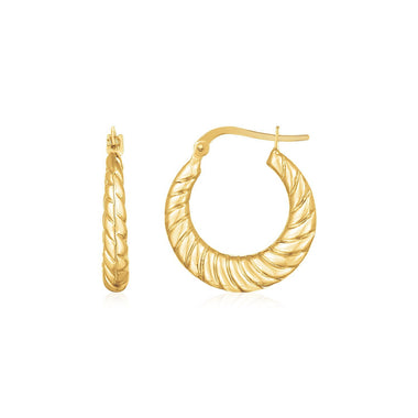 14K Yellow Gold Polished Twisted Cable Graduated Hoops - 0