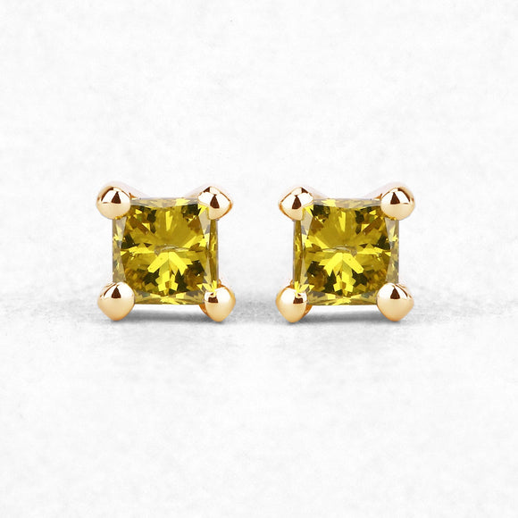 0.25 Carat Genuine Yellow Diamond 14K Yellow Gold Earrings (SI1-SI2)