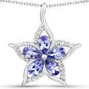 1.17 Carat Genuine Tanzanite and White Zircon .925 Sterling Silver Pendant-1