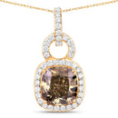IGI Certified 2.50 Carat Genuine Brown Diamond Center and 0.31cttw White Diamond 18K Yellow Gold Pendant (2.81cttw)-1