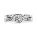.925 Sterling Silver Diamond Accent Frame Twist Shank Bridal Set Ring and Band (I-J Color, I3 Clarity) - Size 7-4