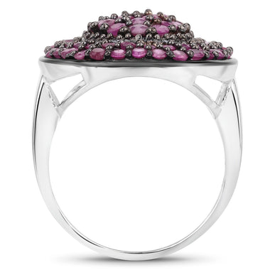 3.11 Carat Genuine Ruby .925 Sterling Silver Ring - 0