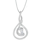 Espira 10K White Gold 1/8 cttw Round Cut Diamond Layered Spiral Pendant Necklace (I-J, I1-I2)-1