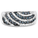 0.62 Carat Genuine Blue Diamond and White Diamond .925 Sterling Silver Ring-3