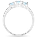 0.95 Carat Genuine Aquamarine and White Diamond .925 Sterling Silver Ring-2