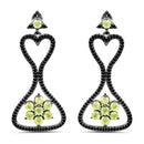 6.93 Carat Genuine Peridot and Black Spinel .925 Sterling Silver Earrings-1