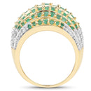 2.16 Carat Genuine Zambian Emerald and White Topaz .925 Sterling Silver Ring-2