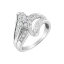 10K White Gold 1/2 cttw Diamond Cluster Ring (H-I Clarity, I2-I3 Color) - Size 6-2