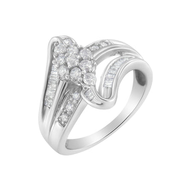 10K White Gold 1/2 cttw Diamond Cluster Ring (H-I Clarity, I2-I3 Color) - Size 6 - 0