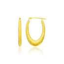 14k Yellow Gold Hoop Earrings in a Graduated Texture Style-1