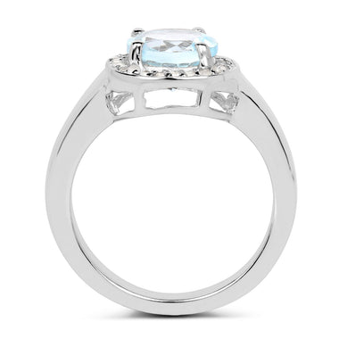 2.37 Carat Genuine Blue Topaz and White Topaz .925 Sterling Silver Ring - 0