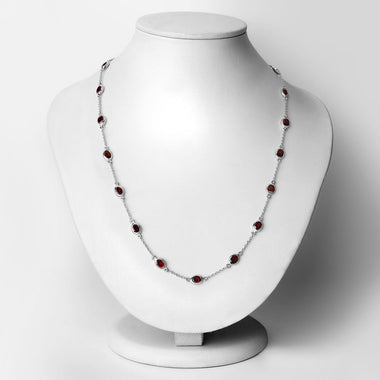 8.10 Carat Genuine Garnet .925 Sterling Silver Necklace - 0