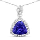 1.71 Carat Genuine Tanzanite and White Diamond 14K White Gold Pendant-1