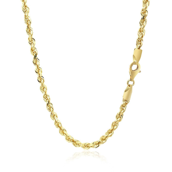 3.5mm 10k Yellow Gold Solid Diamond Cut Rope Chain