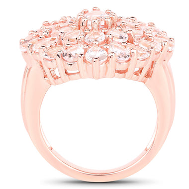 18K Rose Gold Plated 4.55 Carat Genuine Morganite .925 Sterling Silver Ring - 0
