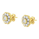 14K Yellow Gold Plated .925 Sterling Silver 1/6 Cttw Miracle-Plate Set Diamond Floral Stud Earrings (I-J Color, I2-I3 Clarity)-4