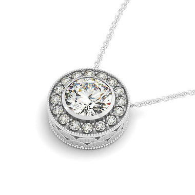 Diamond Halo with Center Bezel in 14k White Gold (5/8 cttw) - 0