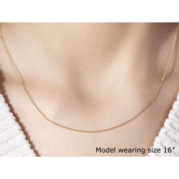 14k Yellow Gold Round Cable Link Chain 1.1mm