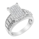 14K White Gold 2.0 Cttw Mixed-Cut Diamond Rectangle Invisible-Set Composite Cluster Ring with Bar- and Channel-Set Band (H-I Color, SI2-I1 Clarity) - Size 5-1