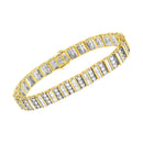 14K Yellow Gold 5.50 Cttw Round and Baguette Diamond Link Bracelet-3