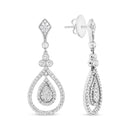 18K White Gold 1 1/4 Cttw Round Diamond Openwork Teardrop-Shaped Dangle Earrings (F-G Color, VS1-VS2 Clarity)-4