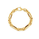 14k Yellow Gold Italian Alternating Paperclip Oval Links Bracelet (9.30 mm)-2