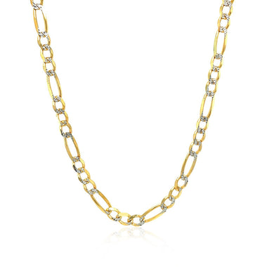 4.0mm 14K Yellow Gold Solid Pave Figaro Chain - 0