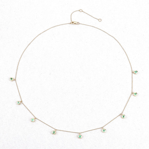 0.90 Carat Genuine Zambian Emerald 10K Yellow Gold Necklace