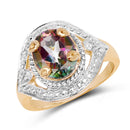 14K Yellow Gold Plated 3.15 Carat Genuine Quartz Mystic .925 Sterling Silver Ring-1