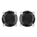 14K White Gold 2.00 Cttw Round Brilliant-Cut Black Diamond Classic 4-Prong Stud Earrings with Screw Backs (Fancy Color-Enhanced, I2-I3 Clarity)-1