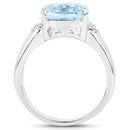4.58 Carat Genuine Blue Topaz and White Topaz .925 Sterling Silver Ring-2