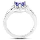 0.87 Carat Genuine Tanzanite and White Topaz .925 Sterling Silver Ring-2