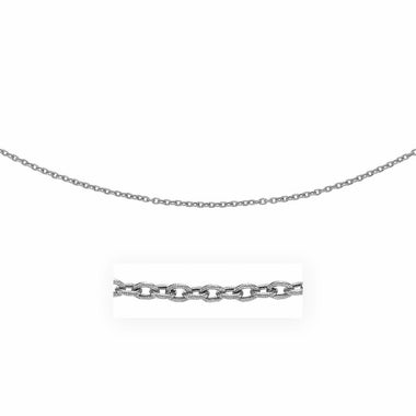 3.5mm 14k White Gold Pendant Chain with Textured Links