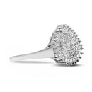 10K White Gold 1/2 Cttw Round & Baguette Cut Diamond Pear Shaped Domed PavÃ© Cluster with Halo Cocktail Ring (H-I Color, SI1-SI2 Clarity) - Size 5-7