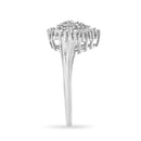 10K White Gold 1/2 Cttw Round & Baguette Cut Diamond Pear Shaped Domed PavÃ© Cluster with Halo Cocktail Ring (H-I Color, SI1-SI2 Clarity) - Size 5-10