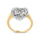 10K Yellow Gold 1/4 Cttw Round and Baguette cut Diamond Heart Shape Ballerina Ring (H-I Color, I1-I2 Clarity) - Ring Size 7-6