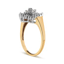 10K Yellow Gold 1/4 Cttw Round and Baguette cut Diamond Heart Shape Ballerina Ring (H-I Color, I1-I2 Clarity) - Ring Size 7-7