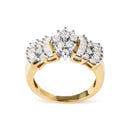 10K Yellow Gold 1.00 Cttw Diamond Starburst Ring Band (H-I Color, I1-I2 Clarity) - Ring Size 7-7