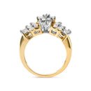 10K Yellow Gold 1.00 Cttw Diamond Starburst Ring Band (H-I Color, I1-I2 Clarity) - Ring Size 7-9