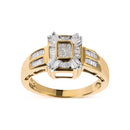 10K Yellow Gold 1/2 Cttw Diamond Composite and Halo Ring (H-I Color, SI1-SI2 Clarity) - Ring Size 7-7