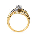 10K Yellow Gold 1/2 Cttw Diamond Pear Cluster and Swirl Ring (H-I Color, I1-I2 Clarity) - Ring Size 7-9