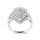 10K White Gold 1/2 Cttw Diamond Pear Shaped Cluster Ring (H-I Color, I1-I2 Clarity) - Ring Size 7-6