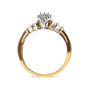 10K Yellow Gold 1/2 Cttw Diamond Pear Shaped Head and Multi Row Channel Set  Shank Ring (H-I Color, SI2-I1 Clarity) - Ring Size 7-7