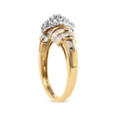10K Yellow Gold 1/2 Cttw Diamond Pear Shaped Head and Multi Row Channel Set  Shank Ring (H-I Color, SI2-I1 Clarity) - Ring Size 7-8