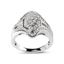 14K White Gold 3/4 Cttw Round and Baguette cut Diamond Cluster Ring (H-I Color, I1-I2 Clarity)-7
